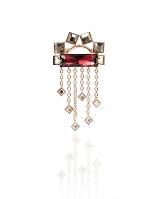 Metallic Grey And Maroon Brooch 1