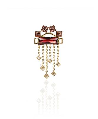 Light Gold And Maroon Brooch 1
