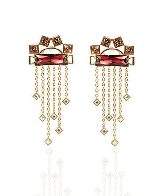 Gold And Maroon Earring 1