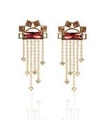 Gold And Maroon Earring