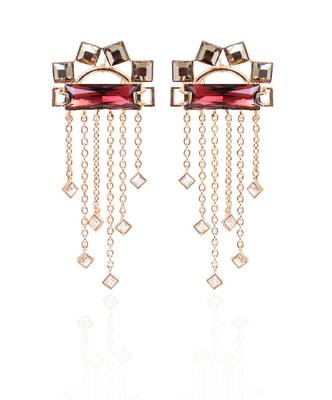Metallic Grey And Maroon Earring 1