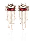 Metallic Grey And Maroon Earring