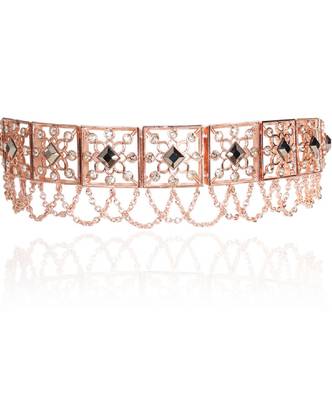 Metallic Grey In Rosegold Choker 1