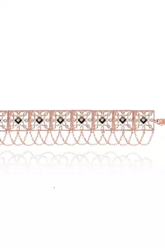Metallic Grey In Rosegold Choker