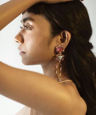 Fuschia And White EARRING 1