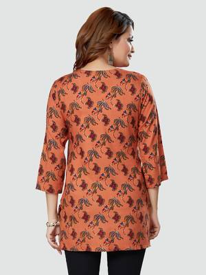 Coral printed rayon short-kurtis 2