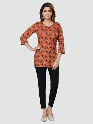 Coral printed rayon short-kurtis 5