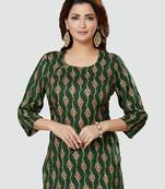 Green printed rayon short-kurtis