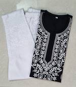 Black embroidered cotton chikankari-kurtis