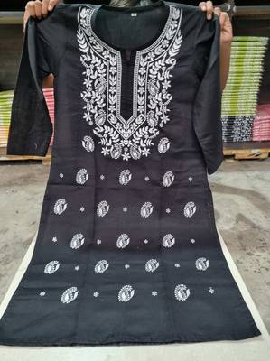 Black embroidered cotton chikankari-kurtis 2