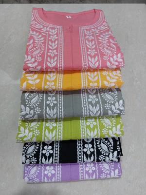 Green embroidered cotton chikankari-kurtis 3