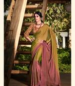 Multicolor Plain Chiffon Saree With Blouse