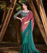 Multicolor Plain Chiffon Saree With Blouse