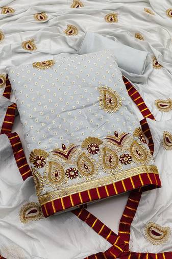 Grey embroidered cotton salwar