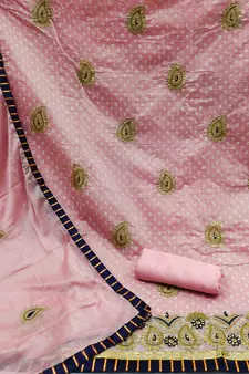 Light-pink embroidered cotton salwar