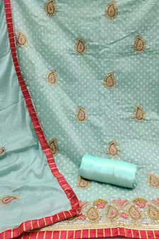 Sky-Blue Embroidered Cotton Salwar