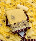 Yellow embroidered cotton salwar