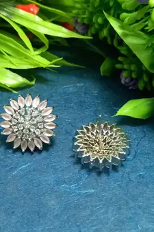 Pink American Diamond Earring Tops White Polish