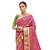Pink printed cotton saree with blouse