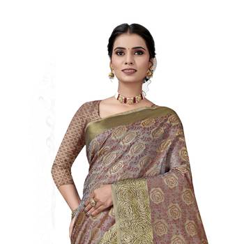 Purple woven cotton silk saree with blouse 2