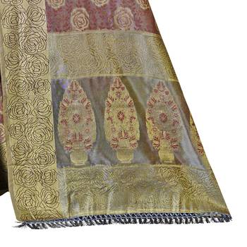 Purple woven cotton silk saree with blouse 3