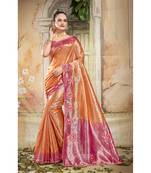 Orange embroidered organza saree with blouse