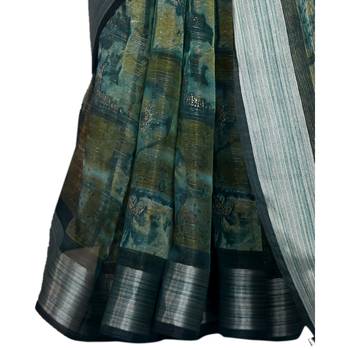 Green embroidered organza saree with blouse 3