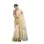 Cream printed cotton saree with blouse