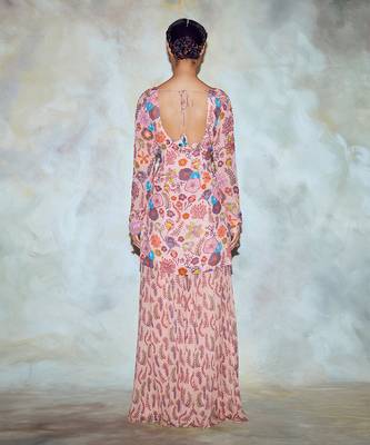Blush Pink Jaal Print Kurti Sharara Set 4