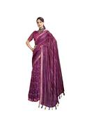 Purple printed cotton saree with blouse