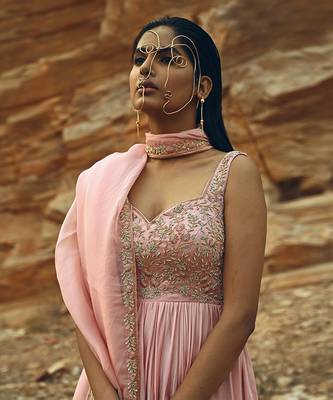 Baby Pink Floral Jaal Anarkali 1