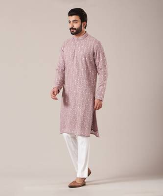 Lavender Chikankari Embroidered Kurta 1