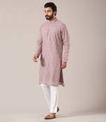 Lavender Chikankari Embroidered Kurta