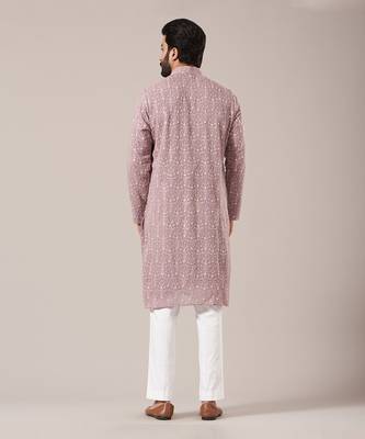Lavender Chikankari Embroidered Kurta 2