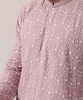 Lavender Chikankari Embroidered Kurta 3