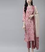 Pink embroidered silk ethnic-kurtis