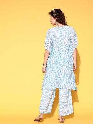 Turquoise embroidered georgette ethnic-kurtis 3