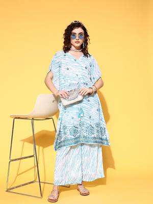Turquoise embroidered georgette ethnic-kurtis 5