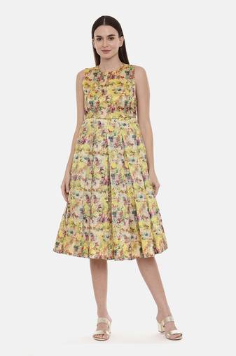 Frock Style Yellow Chanderi Dress