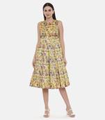 Frock Style Yellow Chanderi Dress