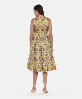 Frock Style Yellow Chanderi Dress 4