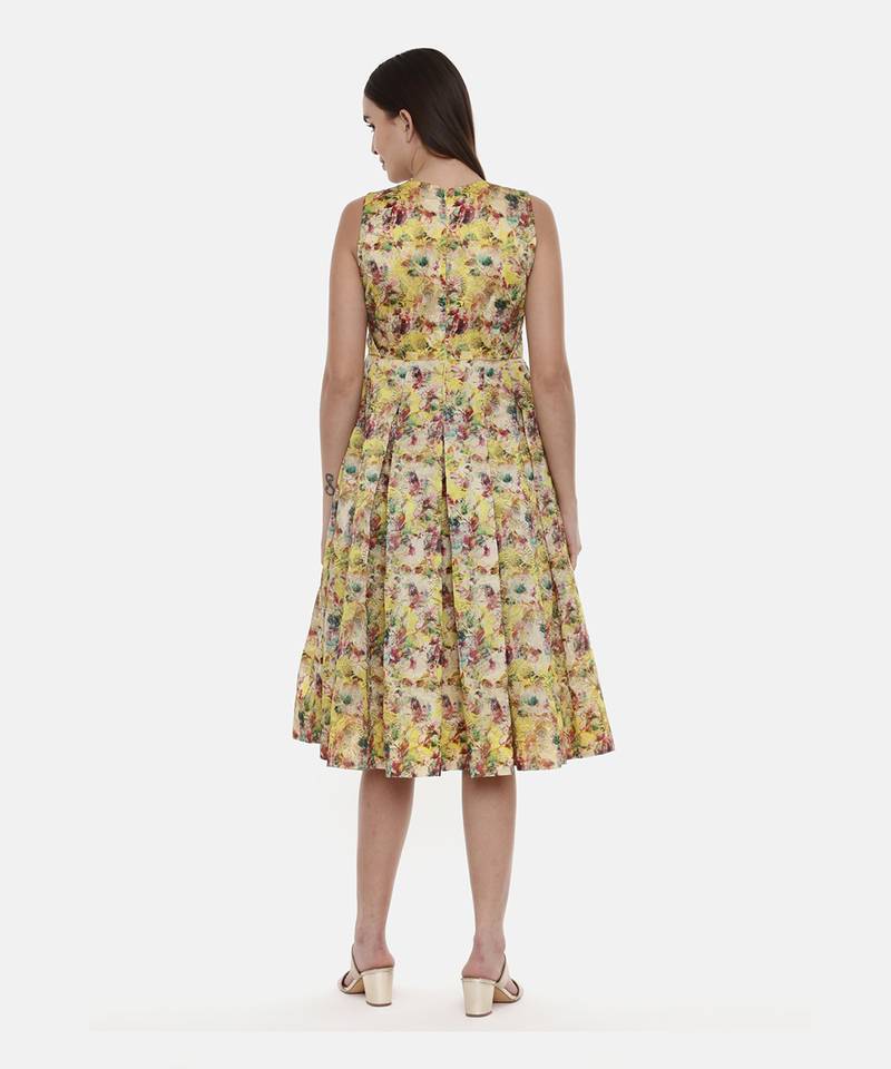 Frock Style Yellow Chanderi Dress