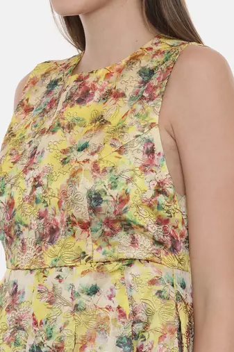 Frock Style Yellow Chanderi Dress