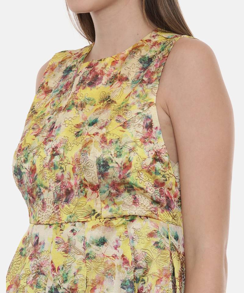 Frock Style Yellow Chanderi Dress