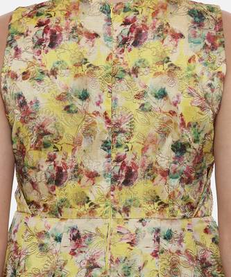 Frock Style Yellow Chanderi Dress 7
