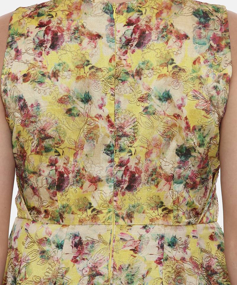 Frock Style Yellow Chanderi Dress