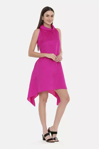 Pink cowl Short Dress