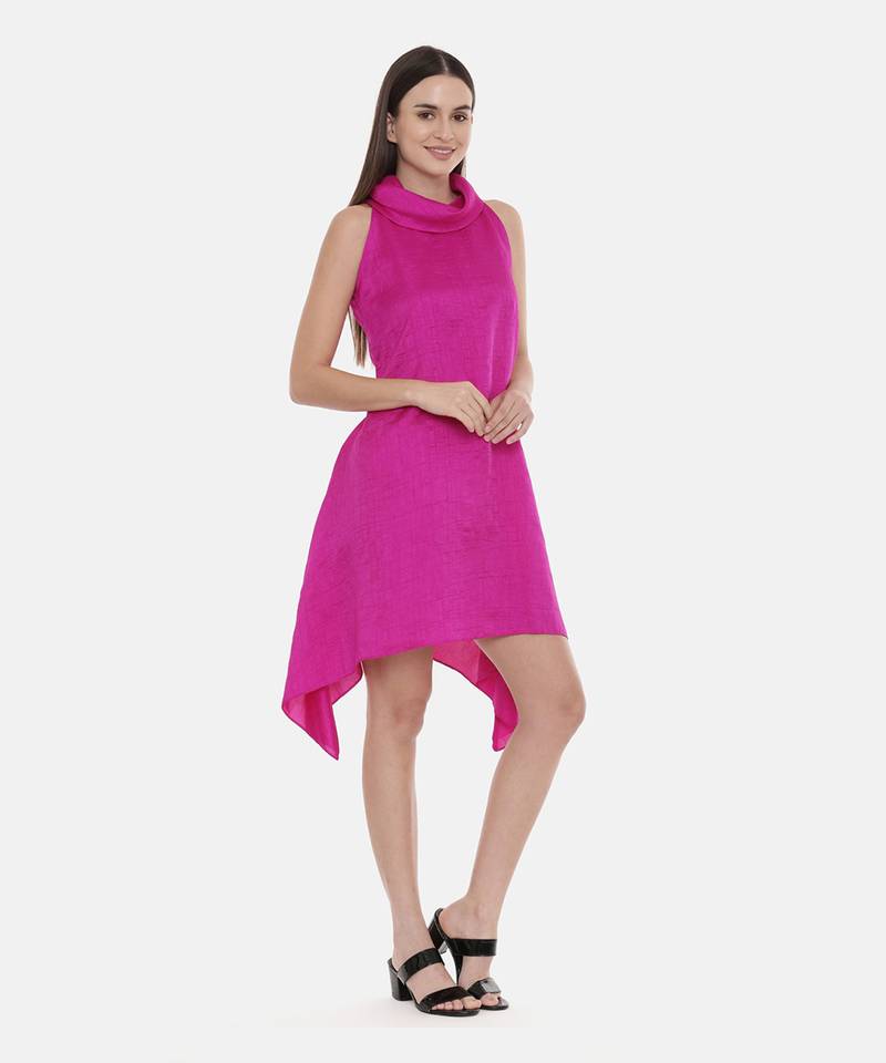 Pink cowl Short Dress