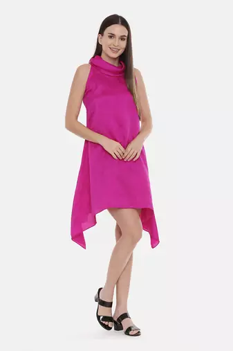 Pink cowl Short Dress