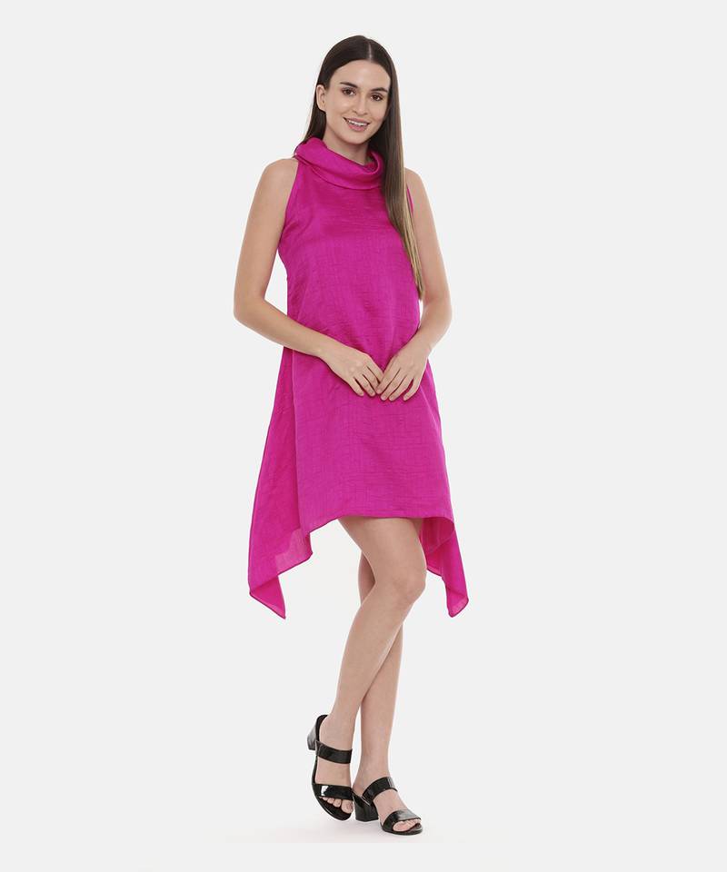 Pink cowl Short Dress